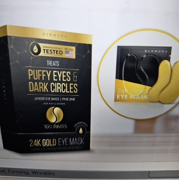 NWT Dermora Eye Mask Golden Glow for Puffy Eyes & Dark Circles brighter looking - Picture 6 of 6